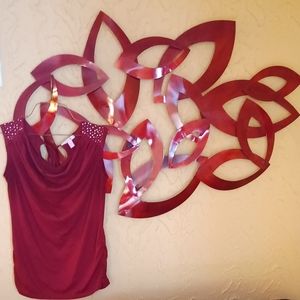 Lena Rhinestone/Red Sleeveless Summer Shirt